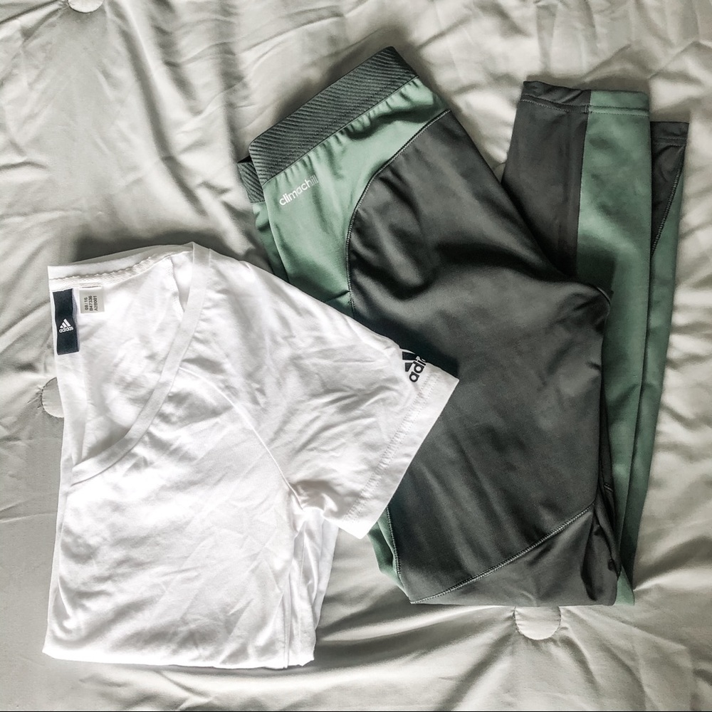 ✨ADIDAS SET✨ Climachill Leggings and V Neck